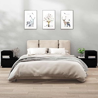 vidaXL Sängbord 2 st svart 60x34x51 cm massiv furu