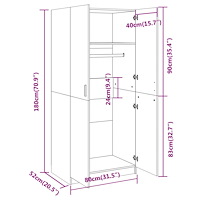 vidaXL Garderob rökfärgad ek 80x52x180 cm konstruerat trä