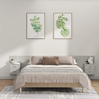 vidaXL Sänggavel med lådor betonggrå konstruerat trä