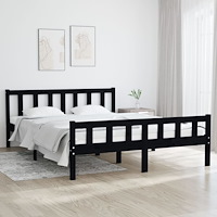 vidaXL Sängram svart massivt trä 120x200 cm
