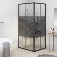 vidaXL Duschkabin ränder ESG 90x70x180 cm svart