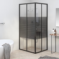vidaXL Duschkabin ränder ESG 90x70x180 cm svart