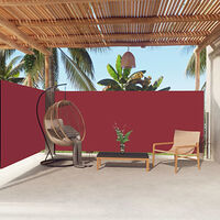 vidaXL Infällbar sidomarkis röd 160x600 cm