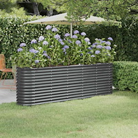 vidaXL Odlingslåda galvaniserat stål 224x40x68 cm antracit