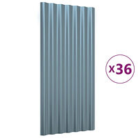 vidaXL Takplåt 36 st pulverlackerat stål grå 80x36 cm