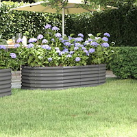 vidaXL Odlingslåda galvaniserat stål 152x80x36 cm grå