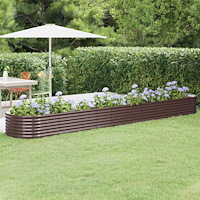 vidaXL Odlingslåda galvaniserat stål 440x80x36 cm brun