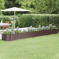 vidaXL Odlingslåda pulverlackerat stål 440x80x36 cm brun