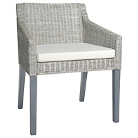 vidaXL Matstol med dyna grå äkta rotting