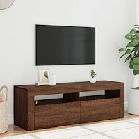 vidaXL Tv-bänk med LED-belysning brun ek 120x35x40 cm