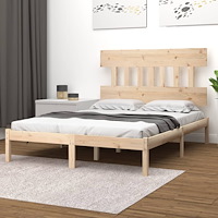 vidaXL Sängram massivt trä 135x190 cm