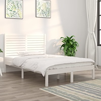 vidaXL Sängram vit massivt trä 140x190 cm