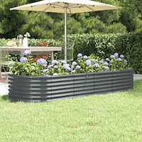 vidaXL Odlingslåda galvaniserat stål 224x80x36 cm antracit