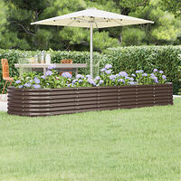vidaXL Odlingslåda pulverlackerat stål 296x80x36 cm brun