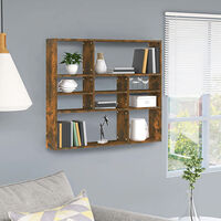 vidaXL Vägghylla rökfärgad ek 90x16x78 cm konstruerat trä