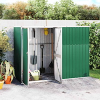 vidaXL Trädgårdsskjul grön 225x89x161 cm galvaniserat stål