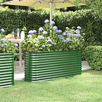 vidaXL Odlingslåda galvaniserat stål 152x40x68 cm grön