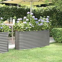 vidaXL Odlingslåda galvaniserat stål 152x40x68 cm grå