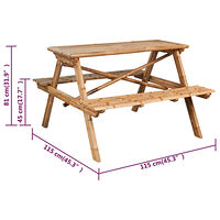 vidaXL Picknickbord 115x115x81 cm bambu
