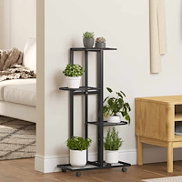 vidaXL Växtställ på hjul 4 hyllor 44x23x80 cm svart järn