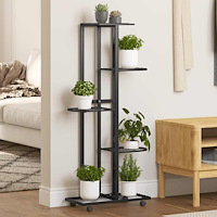 vidaXL Växtställ på hjul 5 hyllor 44x23x100 cm svart järn