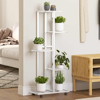 vidaXL Växtställ på hjul 5 hyllor 44x23x100 cm vit järn