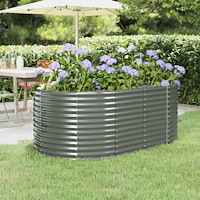 vidaXL Odlingslåda galvaniserat stål 175x100x68 cm grå