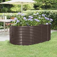 vidaXL Odlingslåda pulverlackerat stål 175x100x68 cm brun