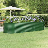 vidaXL Odlingslåda galvaniserat stål 322x100x68 cm grön