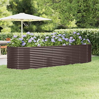 vidaXL Odlingslåda galvaniserat stål 322x100x68 cm brun