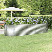 vidaXL Odlingslåda galvaniserat stål 322x100x68 cm silver