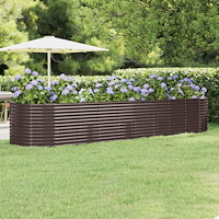 vidaXL Odlingslåda galvaniserat stål 396x100x68 cm brun