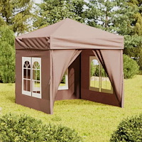 vidaXL Hopfällbart partytält med sidoväggar taupe 2x2 m