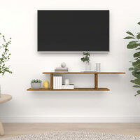 vidaXL Väggmonterad tv-hylla rökfärgad ek 125x18x23 cm konstruerat trä