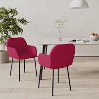 vidaXL Matstolar 2 st vinröd sammet