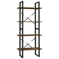 vidaXL Bokhylla 4 hyllor brun ek 60x30x140 cm konstruerat trä