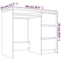 vidaXL Skrivbord brun ek 90x45x76 cm konstruerat trä
