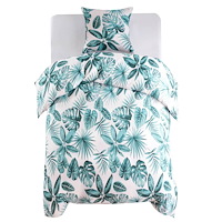 vidaXL Påslakanset blad grönt 140x200/60x70 cm