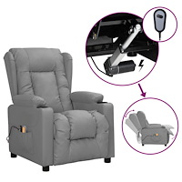 vidaXL Elektrisk massagefåtölj Grå konstläder