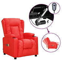 vidaXL Elektrisk massagefåtölj röd konstläder