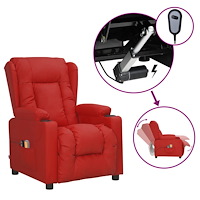 vidaXL Elektrisk massagefåtölj vinröd konstläder