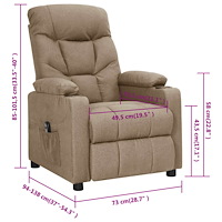 vidaXL Elektrisk reclinerfåtölj taupe tyg