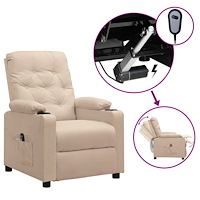 vidaXL Elektrisk reclinerfåtölj gräddvit tyg