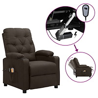 vidaXL Elektrisk massagefåtölj mörkbrun tyg