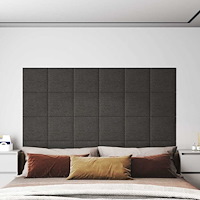vidaXL Väggpaneler 12 st mörkgrå 30x30 cm tyg 1,08 m²
