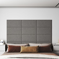 vidaXL Väggpaneler 12 st ljusgrå 60x30 cm tyg 2,16 m²