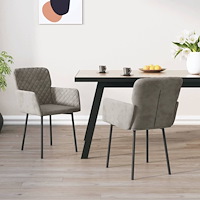 vidaXL Matstolar 2 st ljusgrå sammet