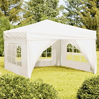 vidaXL Hopfällbart partytält med sidoväggar gräddvit 3x3 m
