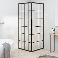 vidaXL Duschvägg frostad ESG 70x70x180 cm svart