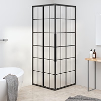 vidaXL Duschvägg frostad ESG 70x70x180 cm svart